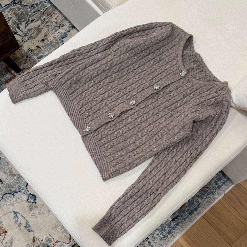 Italian Cable Knit Button-Up Sweater